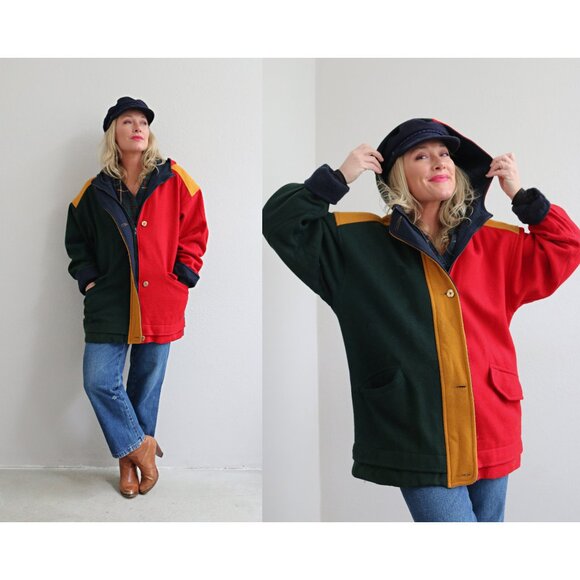 Colorblock Pea Coat - Picture 1 of 11